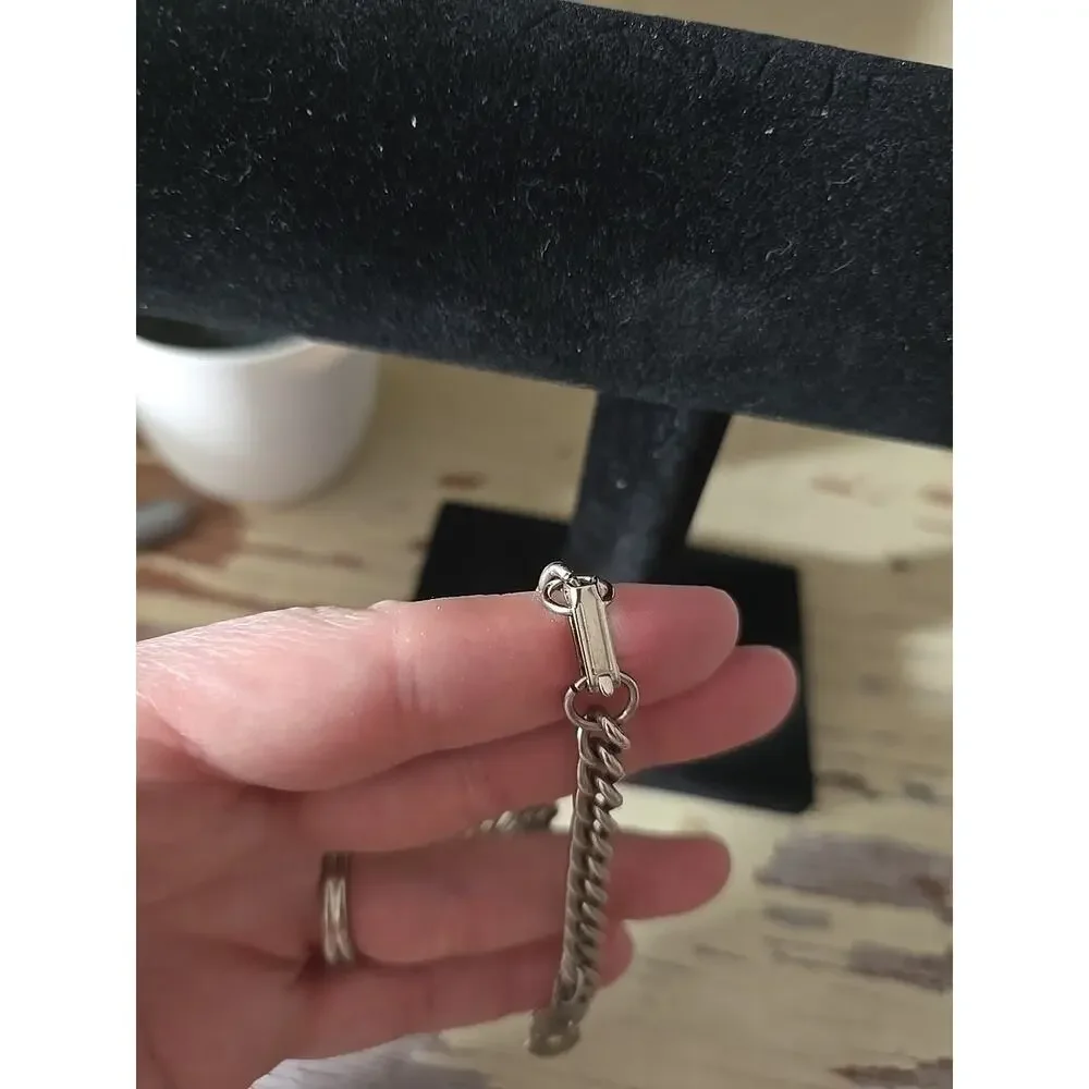 Vtg Silver Tone‎ ST LOUIS Letter Charm Costume Fashion Jewelry Chain Bracelet